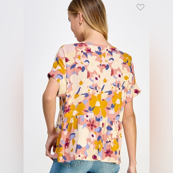 Floral Print Baby Doll Blouse Top - Picture 4 of 6